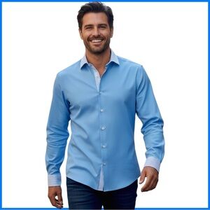 Etro Men's Light Blue Dress Shirt. Large